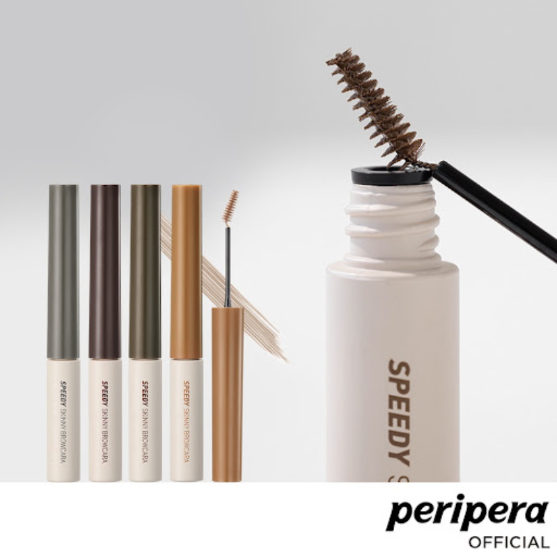 Hướng dẫn sử dụng Mascara Mày Peripera Speedy Skinny Brow Mascara để chải và tạo dáng lông mày tự nhiên với đầu cọ góc 15 độ